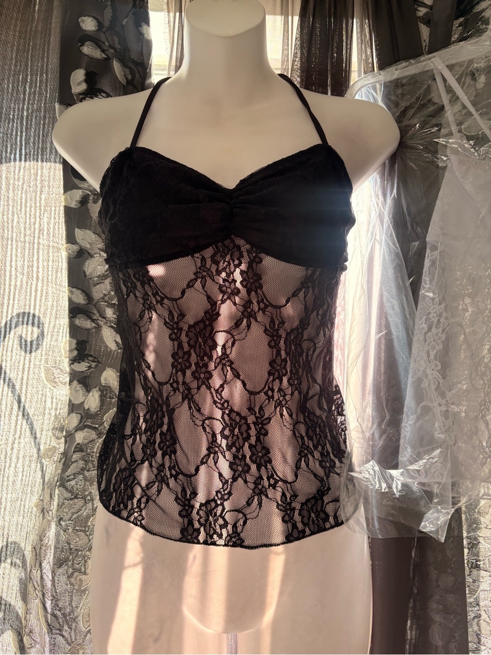 Black Lace Halter Cami — Women Intimates